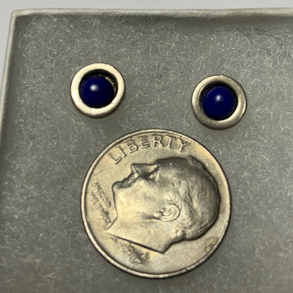 Sterling Silver Lapis Lazuli Stud Earrings - Picture 2 of 5